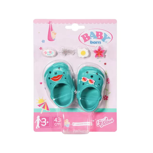 Обувь для куклы BABY born - Праздничные сандалии с значками (зеленые)