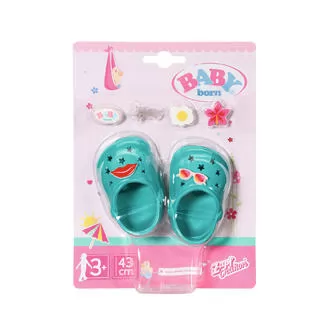 Обувь для куклы BABY born - Праздничные сандалии с значками (зеленые)