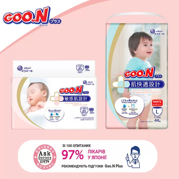 Трусики-подгузники Goo.N Plus для детей (размер 3(M), 6-12 кг, 58 шт)