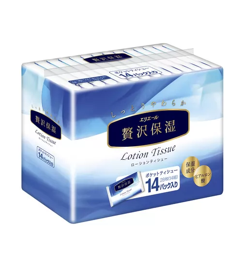 Платочки Бумажные Экстрауспокаивающие Elleair Premium Lotion (14 Карманных Упаковок * 14 Шт) - 713443_1.jpg - № 1