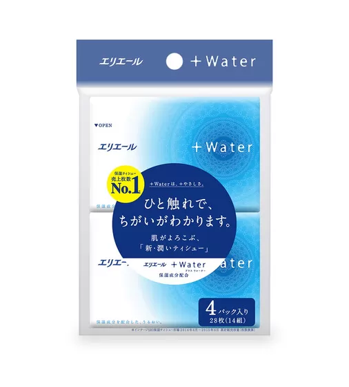 Платочки Бумажные Увлажняющие Elleair +Water  (4 Карманные Упаковки * 14 Шт) - 713403_1.jpg - № 1