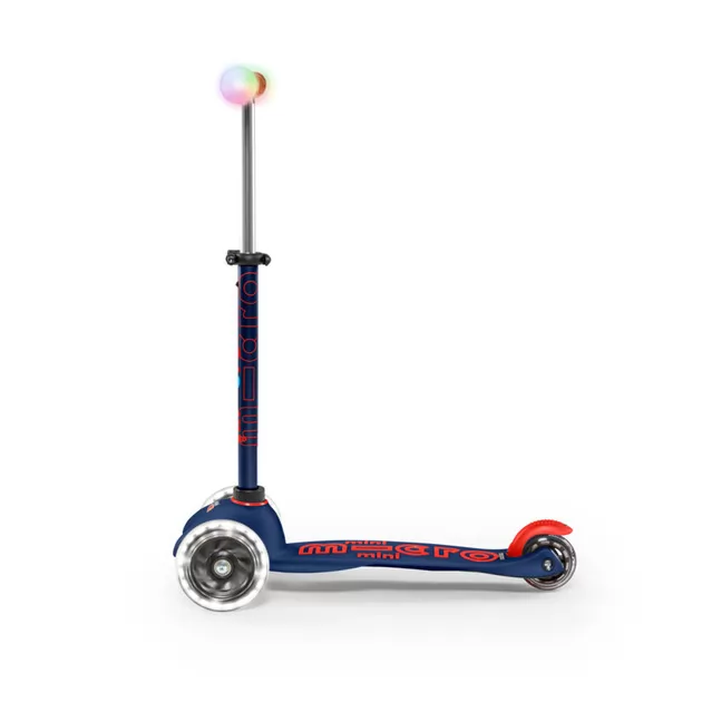 Самокат MICRO серии Mini Deluxe Magic" – Темно-синий (до 50 kg, 3-х колесный, свет)"