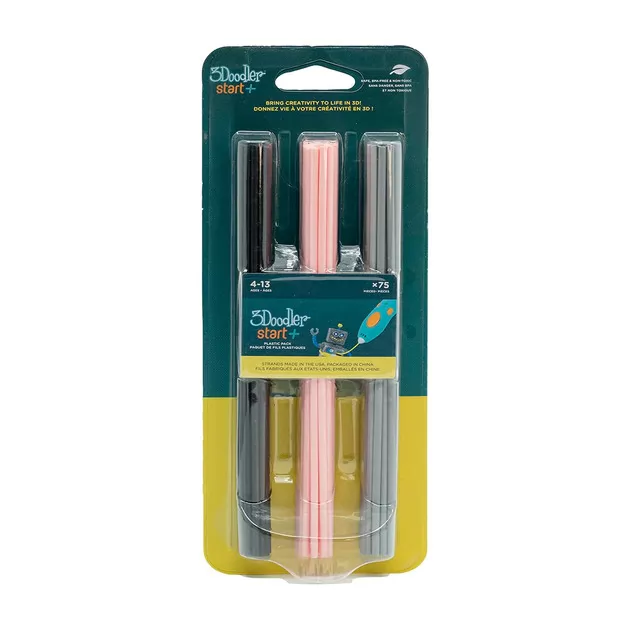 Набор стержней для 3D-ручки 3Doodler Start - Микс (75 шт: черный, розовый, серый)