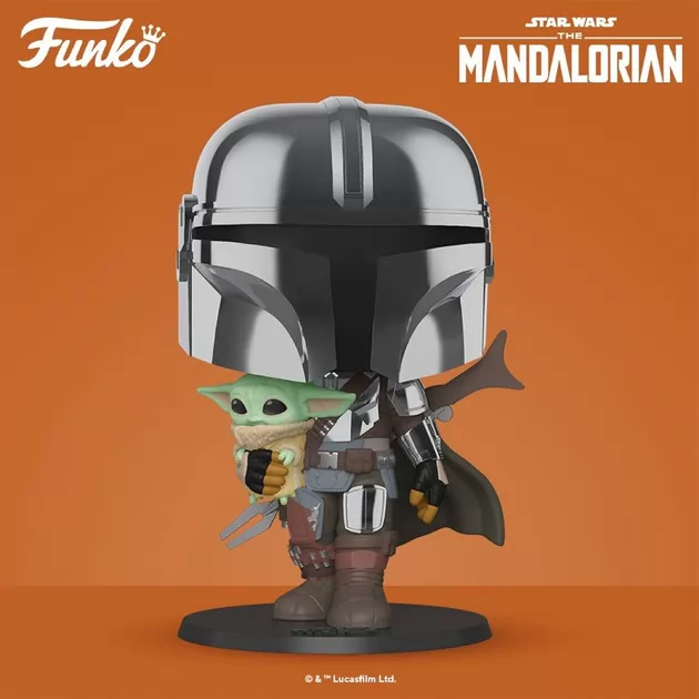 Игровая фигурка Funko Pop! ­ Мандалорец в хроме с малышом 25 сm