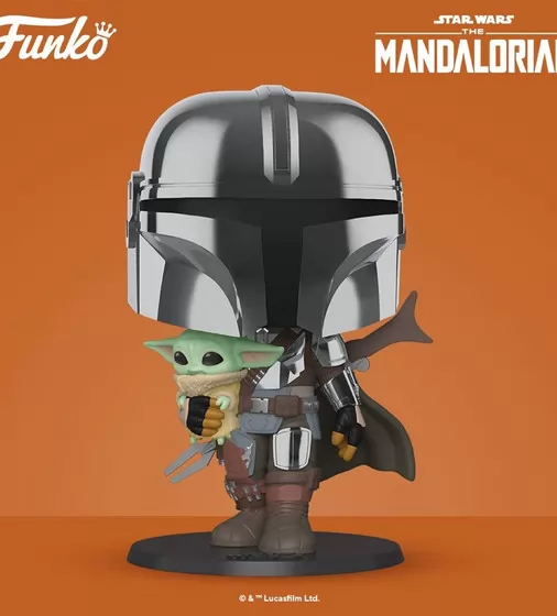 Игровая фигурка Funko Pop! ­ Мандалорец в хроме с малышом 25 сm - 49931_5.jpg - № 5