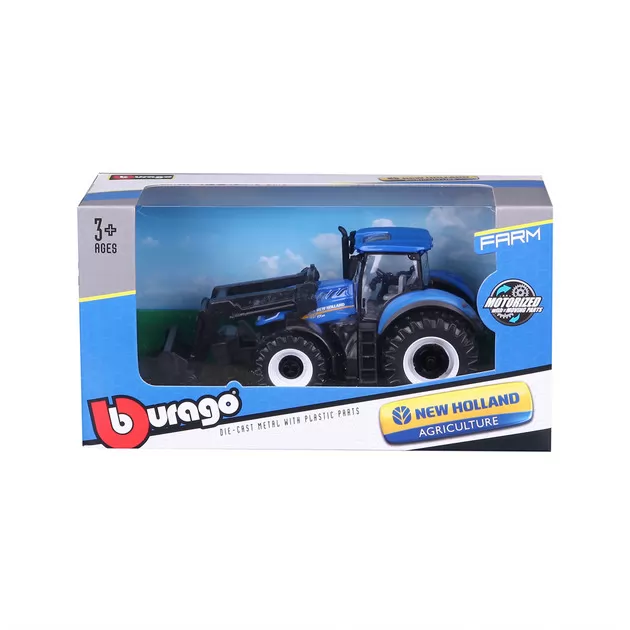 Автомодель серии Farm - Трактор NEW HOLLAND T7.315 с фронтальным погрузчиком (синий, 1:32)