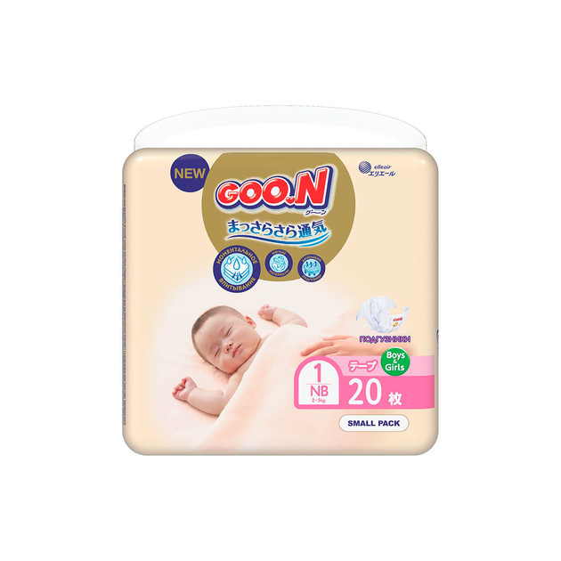 Подгузники Goo.N Premium Soft для новорожденных (размер 1(NB), до 5 kg, 20 шт)