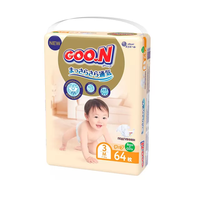 Подгузники Goo.N Premium Soft для детей (размер 3(M), 7-12 kg, 64 шт)