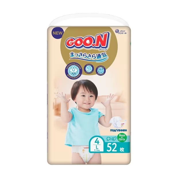 Подгузники Goo.N Premium Soft для детей (размер 4(L), 9-14 kg, 52 шт)
