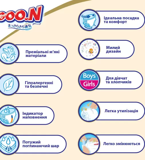 Трусики-подгузники Goo.N Premium Soft для детей (размер 7(3XL), 18-30 kg, 22 шт) - 863231_11.jpg - № 11