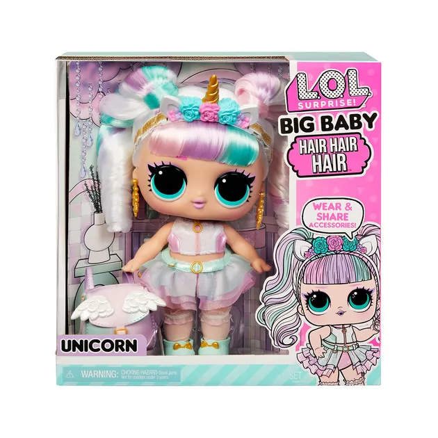 Игровой набор с мегакуклой L.O.L. Surprise! серии Big Baby Hair Hair Hair" – Единорог"