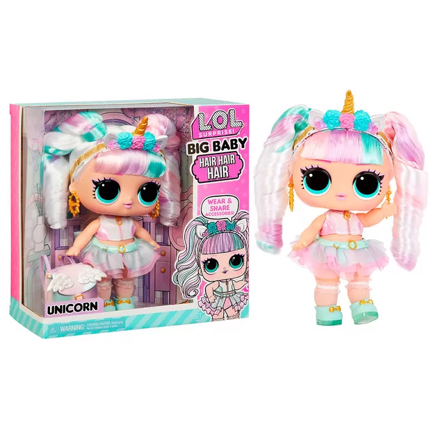 Игровой набор с мегакуклой L.O.L. Surprise! серии Big Baby Hair Hair Hair" – Единорог"