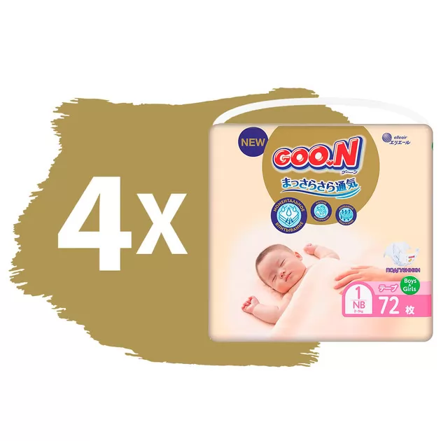 Подгузники GOO.N Premium Soft для новорожденных  (размер 1(NB), до 5 kg, 288 шт)