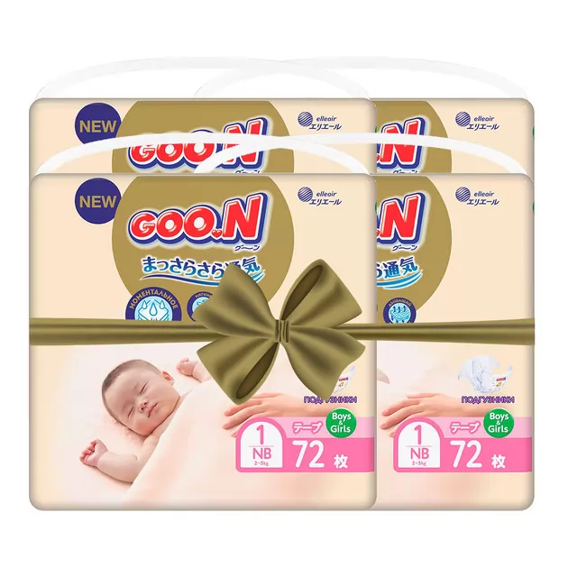 Подгузники GOO.N Premium Soft для новорожденных  (размер 1(NB), до 5 kg, 288 шт)