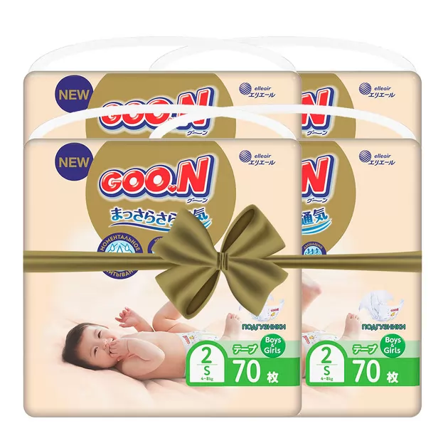 Подгузники GOO.N Premium Soft для детей (размер 2(S), 4-8 kg, 280 шт)