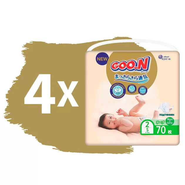 Подгузники GOO.N Premium Soft для детей (размер 2(S), 4-8 kg, 280 шт)