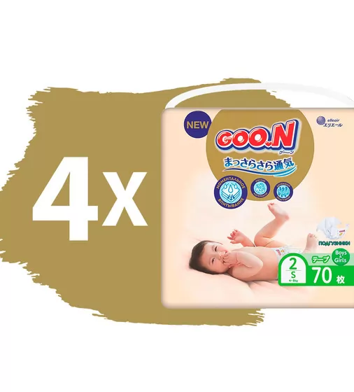 Подгузники GOO.N Premium Soft для детей (размер 2(S), 4-8 kg, 280 шт) - 863223-4_2.jpg - № 2