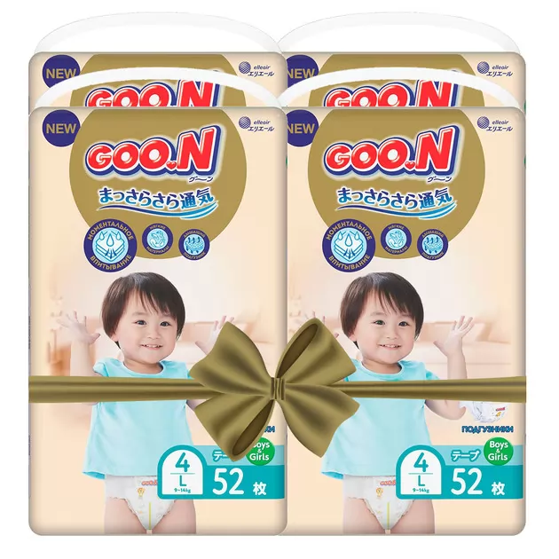 Подгузники GOO.N Premium Soft для детей (размер 4(L), 9-14 kg, 208 шт)