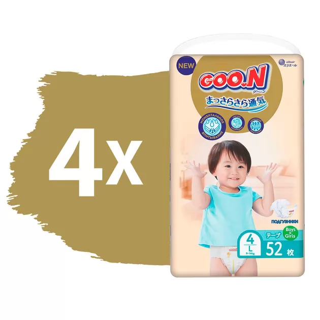 Подгузники GOO.N Premium Soft для детей (размер 4(L), 9-14 kg, 208 шт)
