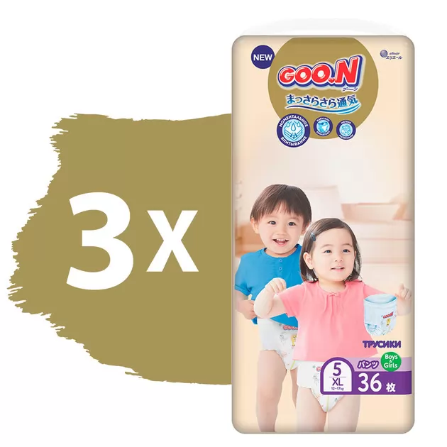 Трусики-подгузники GOO.N Premium Soft для детей (размер 5(XL), 12-17 kg, 108 шт)
