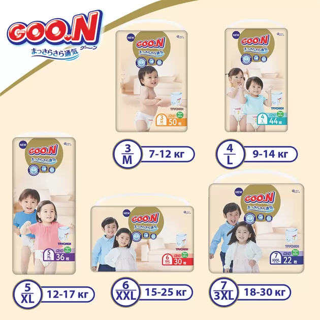 Трусики-подгузники GOO.N Premium Soft для детей (размер 6(XXL), 15-25 kg, 90 шт)