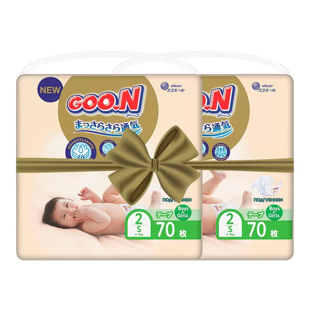 Подгузники GOO.N Premium Soft для детей (размер 2(S), 4-8 kg, 140 шт)