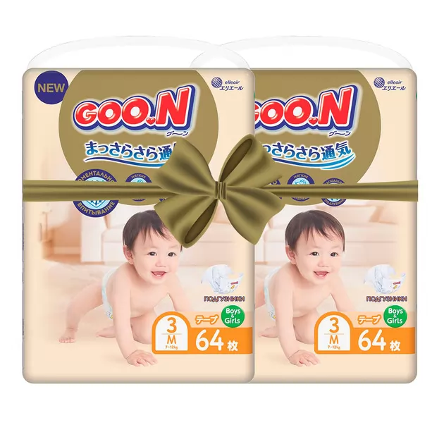 Подгузники GOO.N Premium Soft для детей (размер 3(M), 7-12 kg, 128 шт)