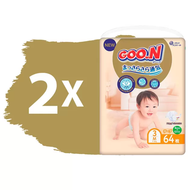 Подгузники GOO.N Premium Soft для детей (размер 3(M), 7-12 kg, 128 шт)