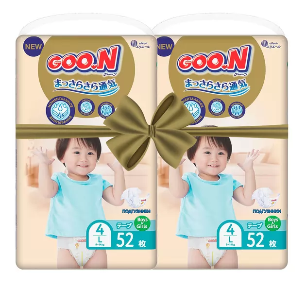 Подгузники GOO.N Premium Soft для детей (размер 4(L), 9-14 kg, 104 шт)