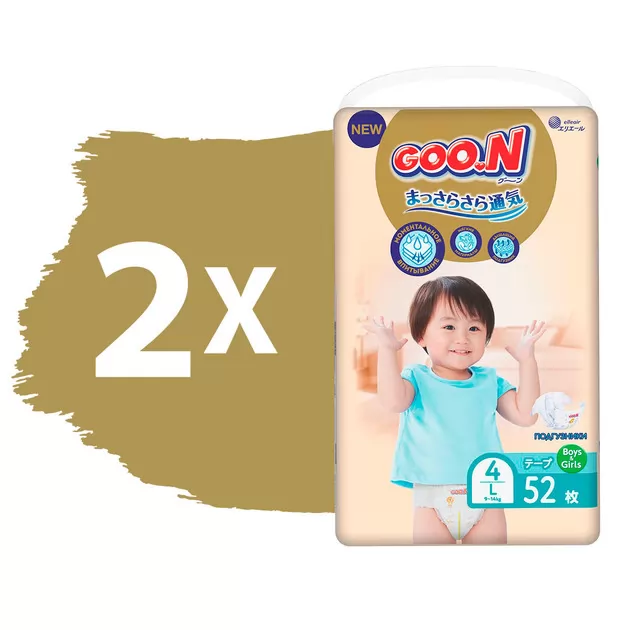 Подгузники GOO.N Premium Soft для детей (размер 4(L), 9-14 kg, 104 шт)