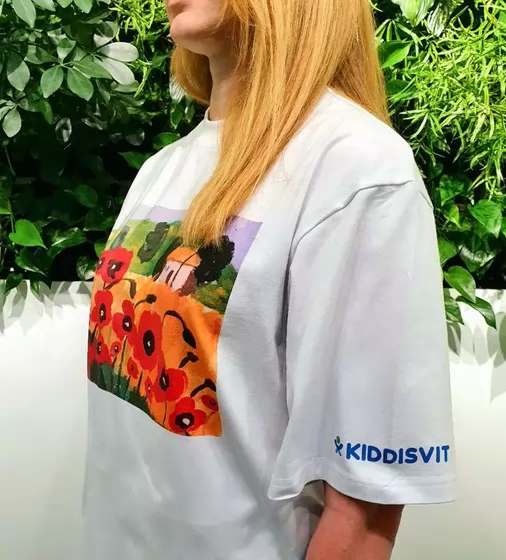 Патриотическая футболка коллекции Маки", L/XL унисекс оверсайз, белая" - FUT-MAK-LXLB_5.jpg - № 5