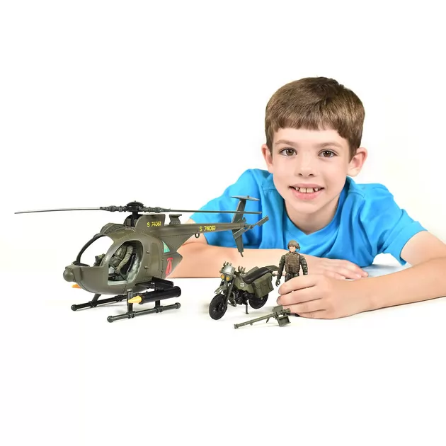 Игровой набор ELITE FORCE —МНОГОФУНКЦИОНАЛЬНЫЙ ВЕРТОЛЕТ MH-6  (вертолет, мотоцикл, фигурки, аксесс.)
