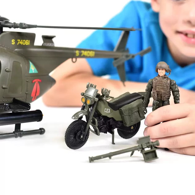 Игровой набор ELITE FORCE —МНОГОФУНКЦИОНАЛЬНЫЙ ВЕРТОЛЕТ MH-6  (вертолет, мотоцикл, фигурки, аксесс.)