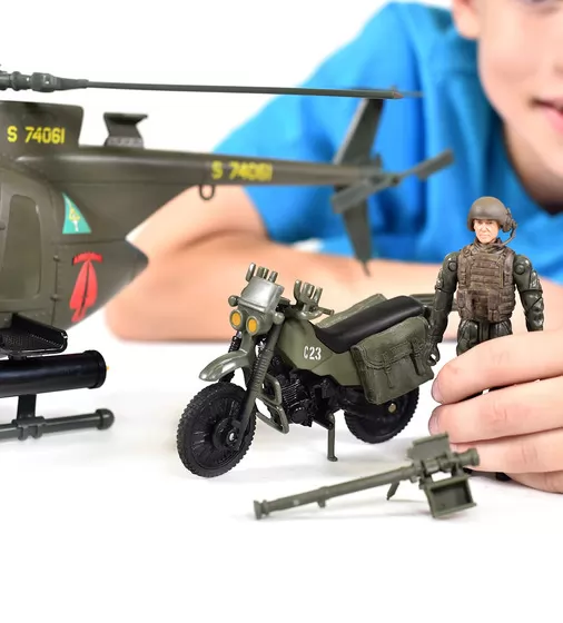 Игровой набор ELITE FORCE —МНОГОФУНКЦИОНАЛЬНЫЙ ВЕРТОЛЕТ MH-6  (вертолет, мотоцикл, фигурки, аксесс.) - 101860_9.jpg - № 9
