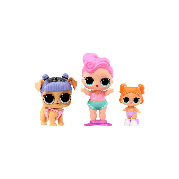 Набор игровых фигурок L.O.L. Surprise! серии OPP Tot + Pet + Lil Sis" - Вейвс, Канзас К9, Лил Битс"