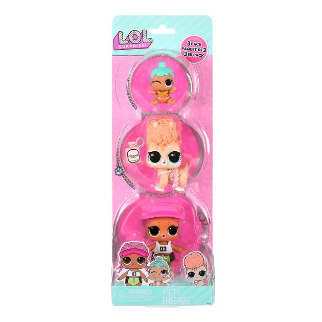 Набор игровых фигурок L.O.L. Surprise! серии OPP Tot + Pet + Lil Sis" - Спайки, Китти, Лил Дженни"
