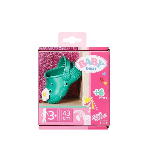 Обувь для куклы BABY BORN - Cандалии с значками (зеленые) - 831809-1_1.jpg - № 1