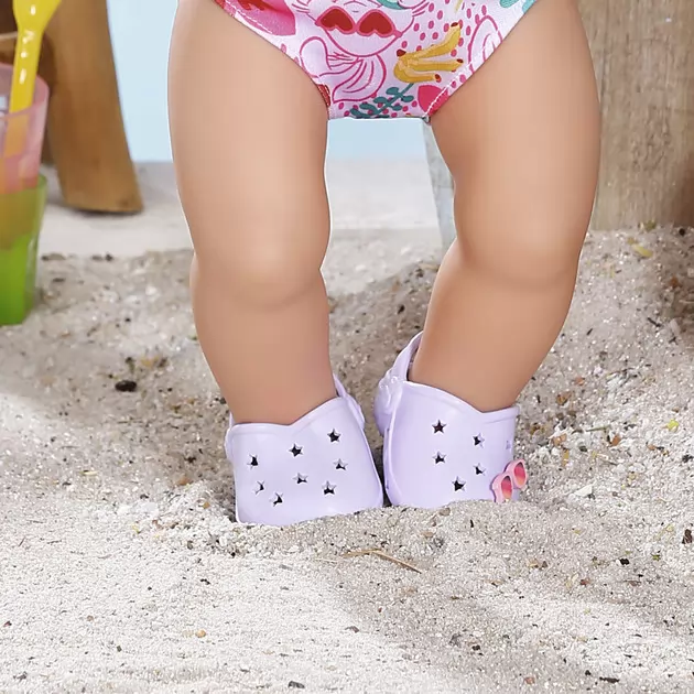 Обувь для куклы BABY BORN - Cандалии с значками (лиловые)