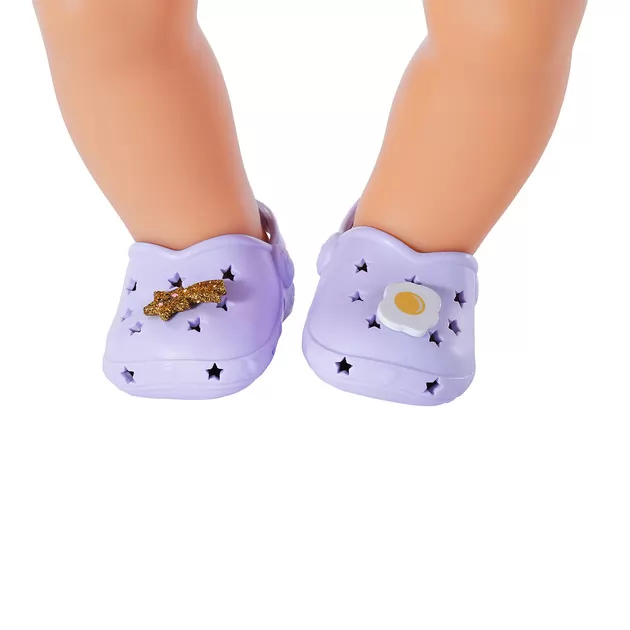 Обувь для куклы BABY BORN - Cандалии с значками (лиловые)