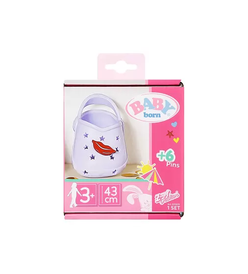 Обувь для куклы BABY BORN - Cандалии с значками (лиловые) - 831809-2_1.jpg - № 1