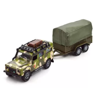 Игровой набор – Land Rover Defender Mилитари (с прицепом)