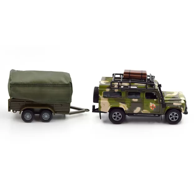 Игровой набор – Land Rover Defender Mилитари (с прицепом)