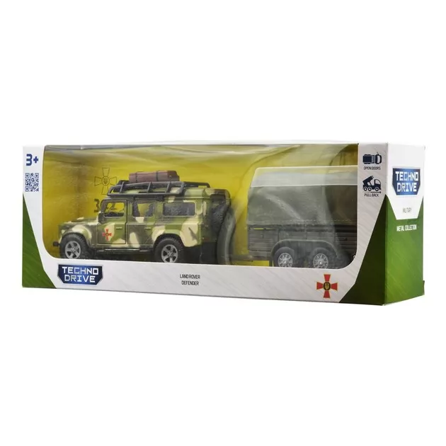 Игровой набор – Land Rover Defender Mилитари (с прицепом)