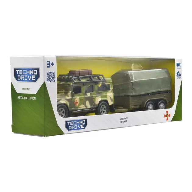 Игровой набор – Land Rover Defender Mилитари (с прицепом)