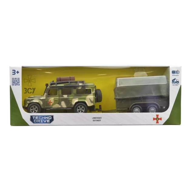 Игровой набор – Land Rover Defender Mилитари (с прицепом)