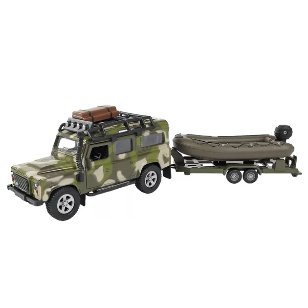 Игровой набор – Land Rover Defender Mилитари (с лодкой)