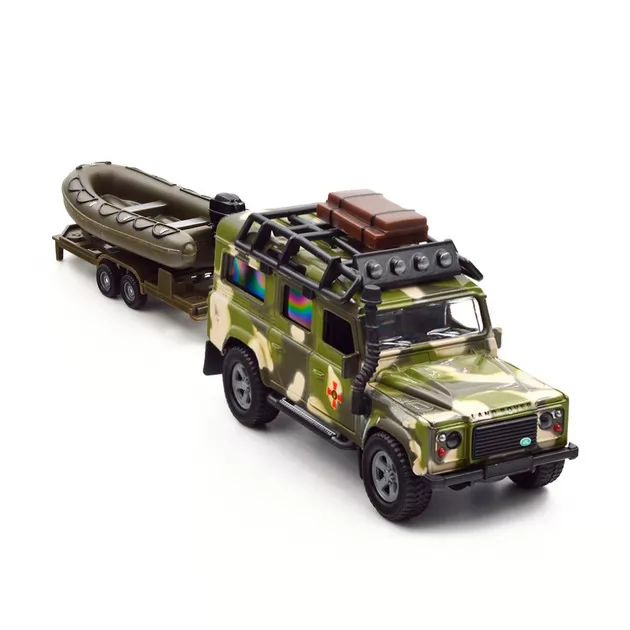 Игровой набор – Land Rover Defender Mилитари (с лодкой)