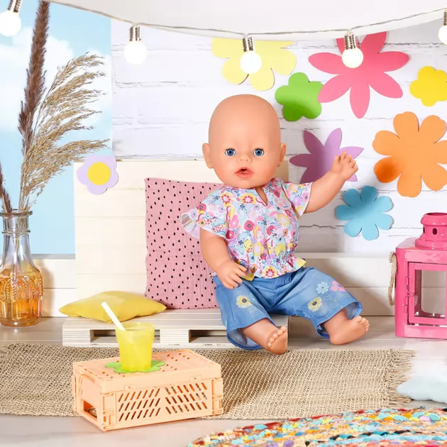Одежда для куклы Baby Born - Цветочный джинс