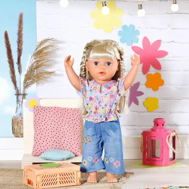 Одежда для куклы Baby Born - Цветочный джинс