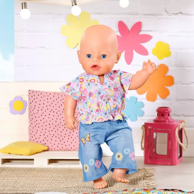 Одежда для куклы Baby Born - Цветочный джинс